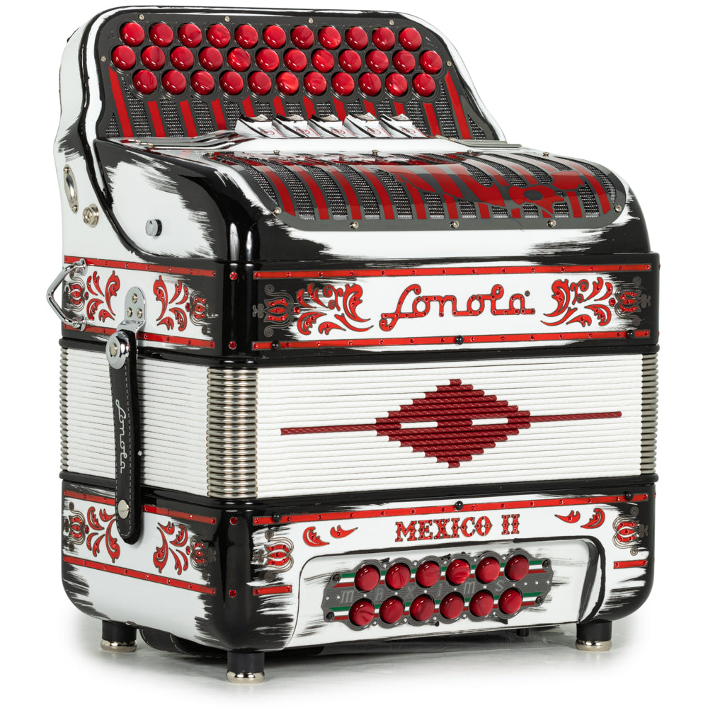 Sonola Mexico II Ultra Compact 5 Switch FBE Accordion Cartoon Black and White with Red